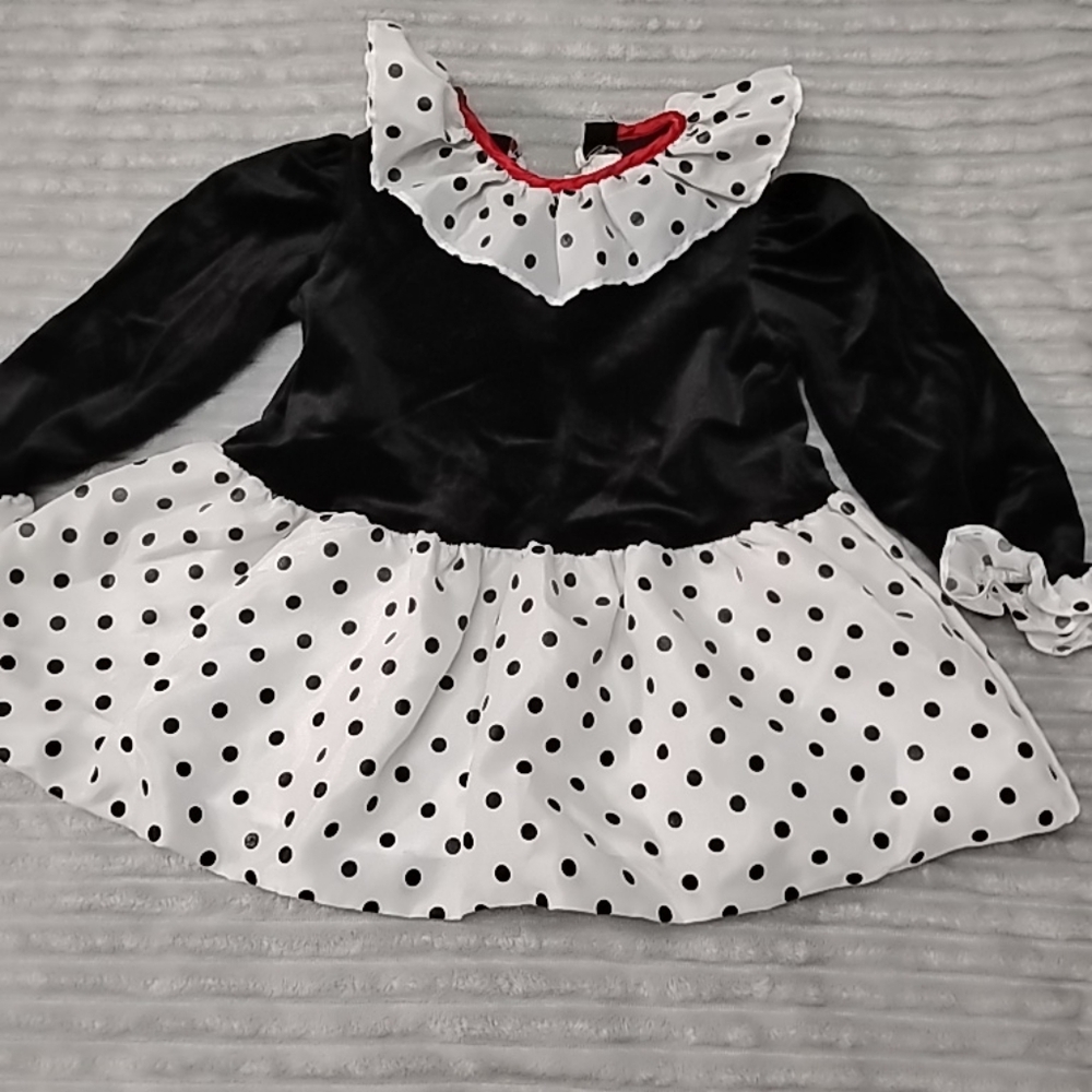 Vintage Roanna Dress Girls 2T Black Velvet Velour Polka Dot Skirt Party Holiday